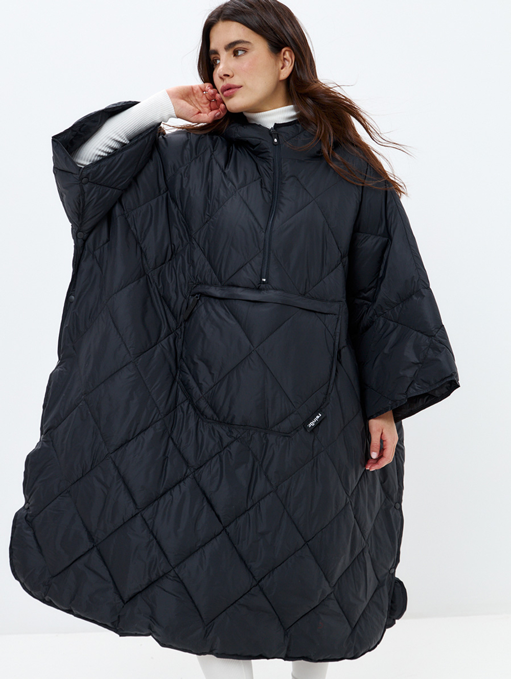 Утеплённое пончо 3 в 1 Shikotan black unisex