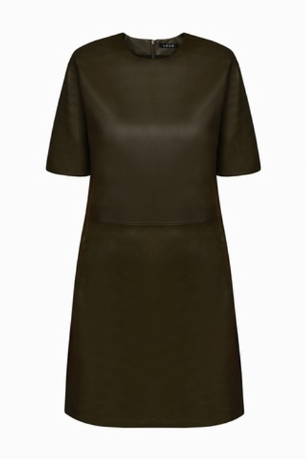 Зелёное кожаное платье