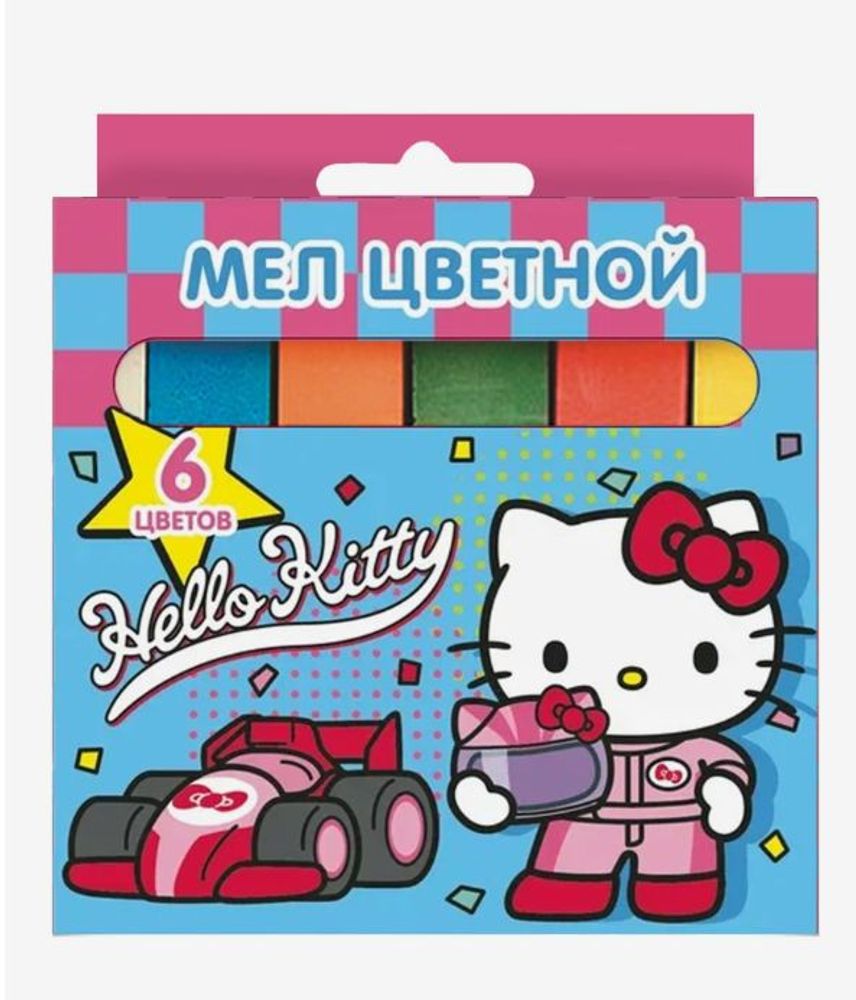 Мел цветной "Hello Kitty", 6 шт., в картонной упаковке