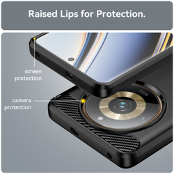 Мягкий защитный чехол для смартфона Realme 11 Pro и 11 Pro+, серия Carbon (дизайн в стиле карбон) от Caseport