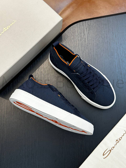 Мужские кроссовки Santoni синего цвета тканевые
