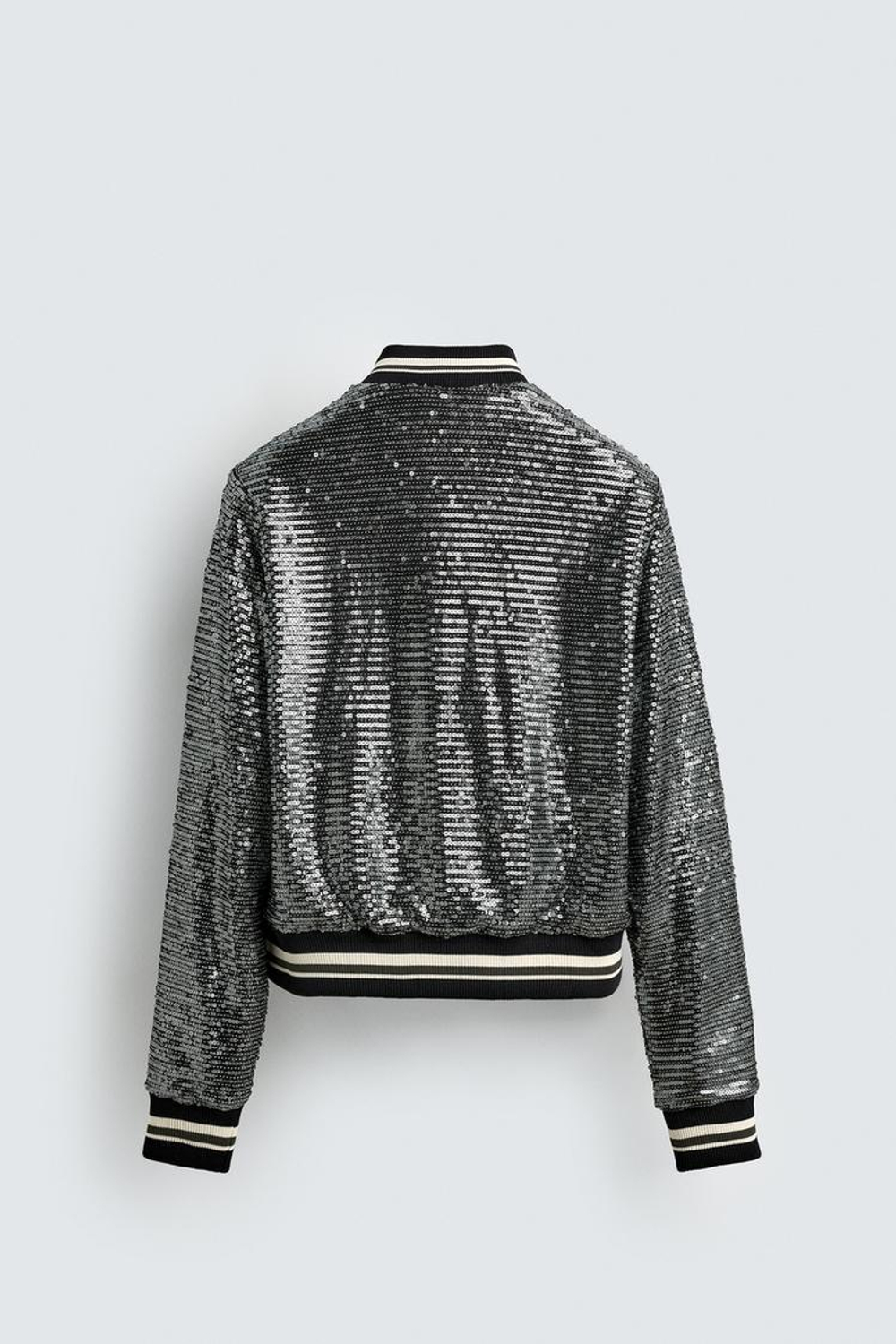 ZARA БОМБЕР С ПАЙЕТКАМИ, ЧЕРНЫЙ/СЕРЕБРЯНЫЙ