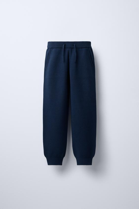 ZARA БРЮКИ ИЗ МЯГКОГО ТРИКОТАЖА, СИНИЙ