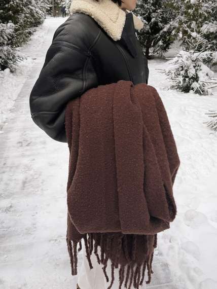 Плед мохеровый шоколадного цвета из коллекции essential, 130х180 см