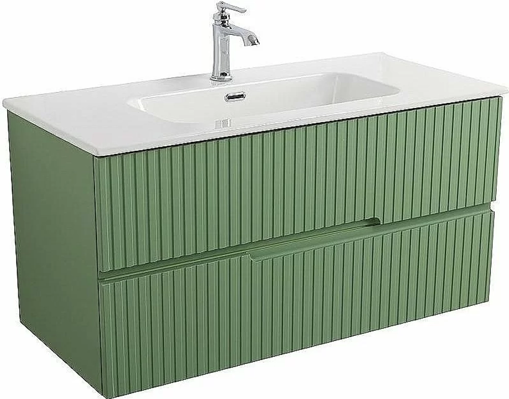 Тумба с раковиной Cezares DUET-N 100 DUET-N-1000-2C-SO-PS-P фисташковый софт