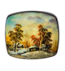 Народные промыслы ШК-25/ 2-H Шкатулка «Деревушка» исп. Хомин И.