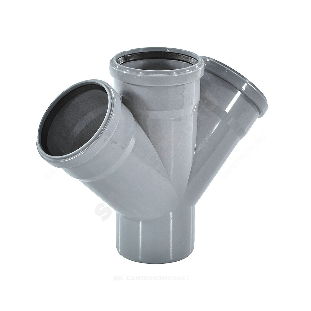 Крестовина PP-H 1-плоскостная серый BASE Дн 50х50х50х45гр б/нап в/к VALFEX 27105050