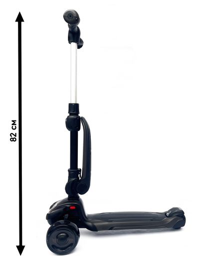 Самокат-беговел со светящимися колёсами 3 в 1 Scooter Micar Moby Black