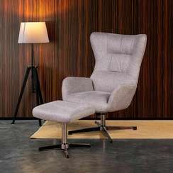 Кресло-качалка с оттоманкой Andrea, серое