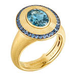Кольцо с Топазом London и Сапфирами, R0084-0/48