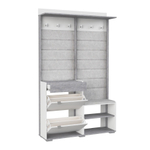 Прихожая с вешалкой и обувницей Белое сияние/Цемент светлый Акцент №4 120х32х196 см