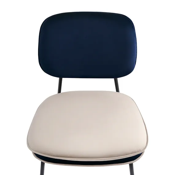 Стул с контрастным кантом Pea, велюр, темно-синий/бежевый