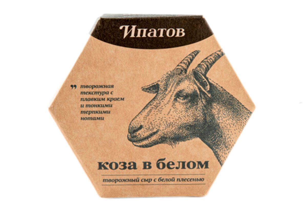 Сыр мягкий из козьего молока с  белой плесенью Коза в белом "Ипатов", 110г