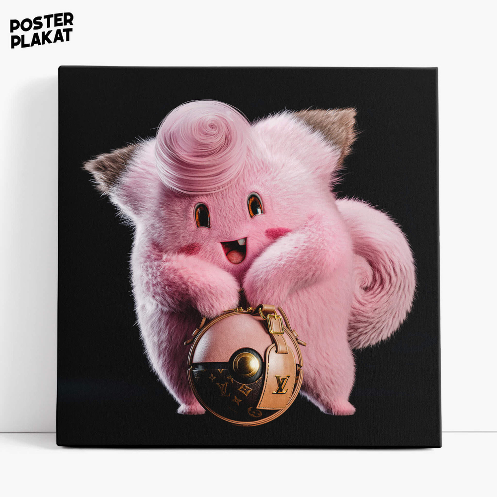 Картина для интерьера Клефэйри на холсте, персонаж вселенной Pokemon, холст с печатью на подрамнике, на стену в детскую комнату, Постер Плакат