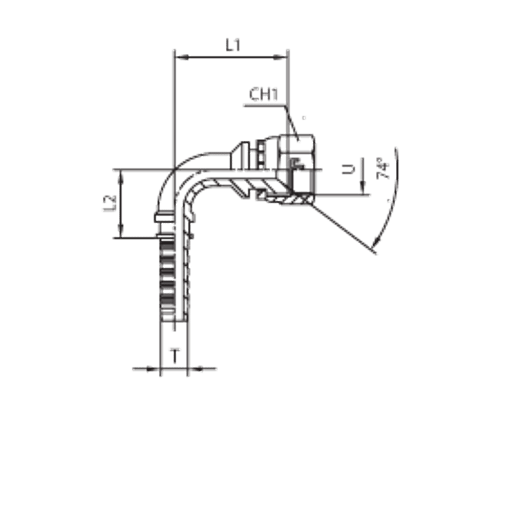 Фитинг DN 06 JIC (Г) 1/2 (90)