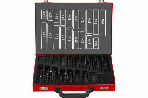 Набор сверл по металлу ЗУБР Мастер быстрорежущая сталь Р4М2, класс В, 170 шт, 1-10 мм 29605-H170