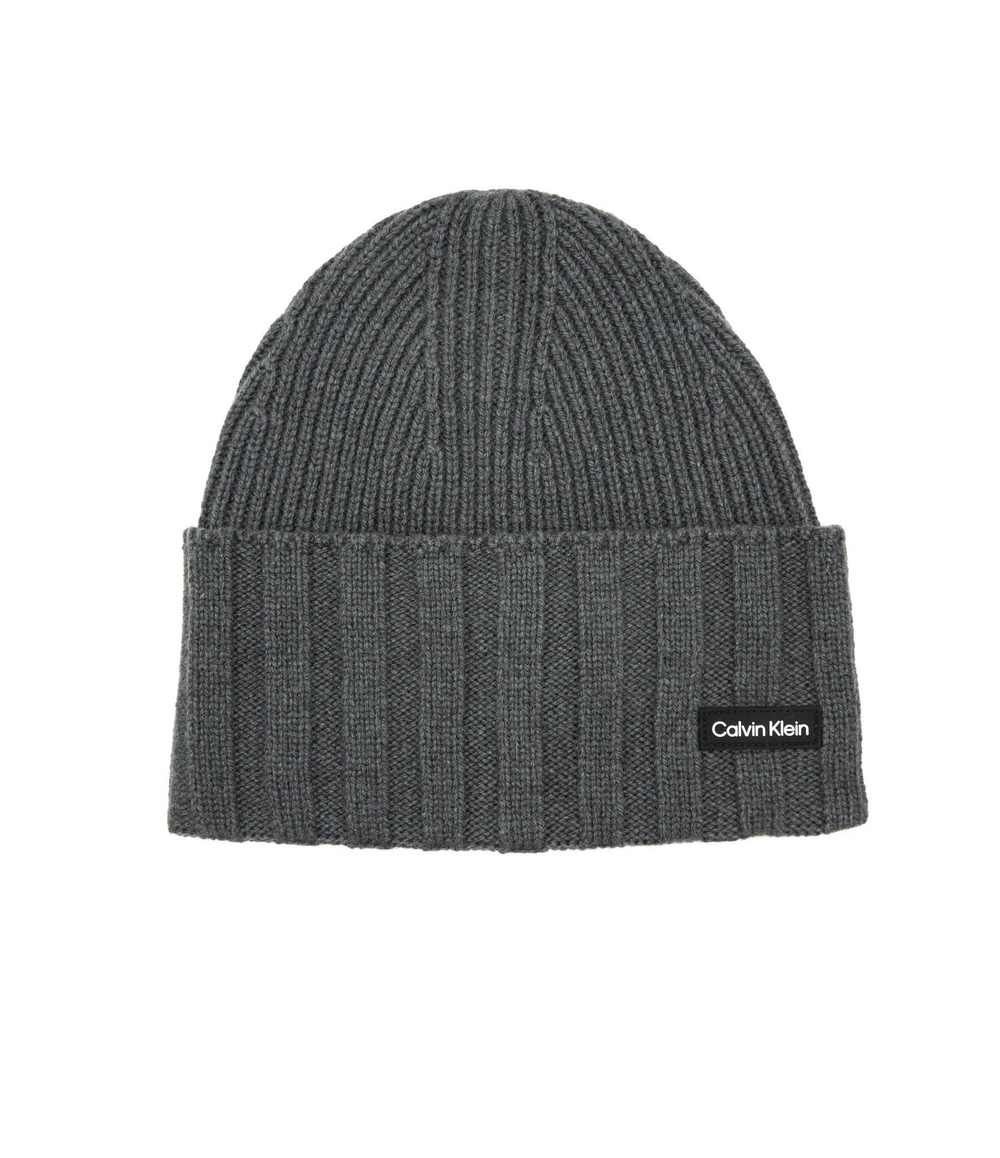 Хлопчатобумажная шапка ELEVATED RIB BEANIE Calvin Klein - графитовый(K50K510985)