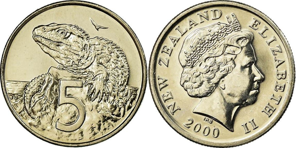 Новая Зеландия 5 центов, 1999 - 2006 Королева Елизавета II XF