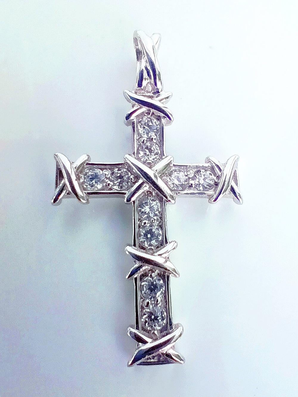Крестик Эстерелла, серебро 925*, родирование, фианит/Ф