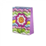 Пакет подарочный бумажный Alingar, (М) 18х23х10 см, вертикальный, "Объемный цветок", мат. ламинация, эфффект 3D, ассорти