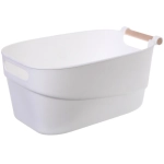 Корзинка для хранения с бамбуковой ручкой «БРАМИНГЕМ», цвет белый, 33.5*18*15.5см