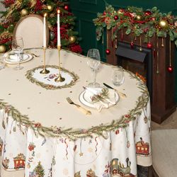 СКАТЕРТЬ ОВАЛЬНАЯ "ЩЕЛКУНЧИК" ,160Х220СМ БЕЖЕВЫЙ ,100% ХЛОПОК ,ТВИЛ