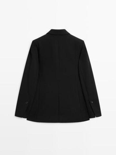 Massimo Dutti Блейзер из крепа с двумя пуговицами, черный
