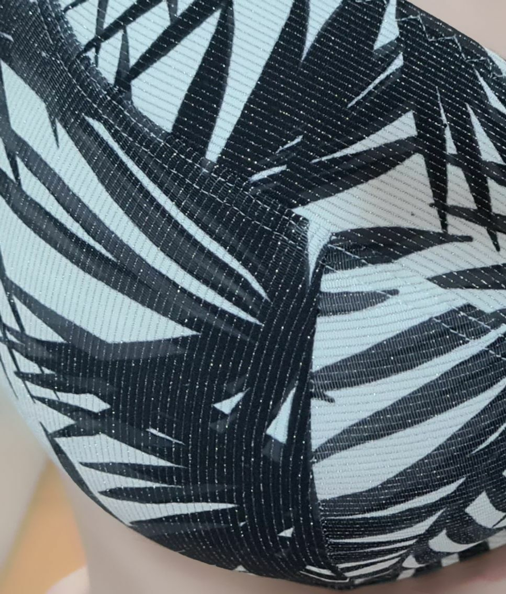 Купальный лиф из ткани с растительным принтом с люрексом (Размер: 70H) (Цвет: черный с белым)