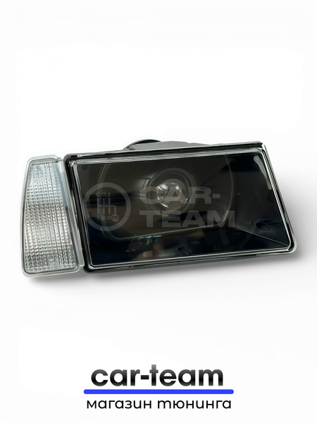 Фары на ВАЗ 2108, 2109, 21099 передние с Bi LED модулями 3.0 дюйма, черная маска, белые поворотники (под ключ)