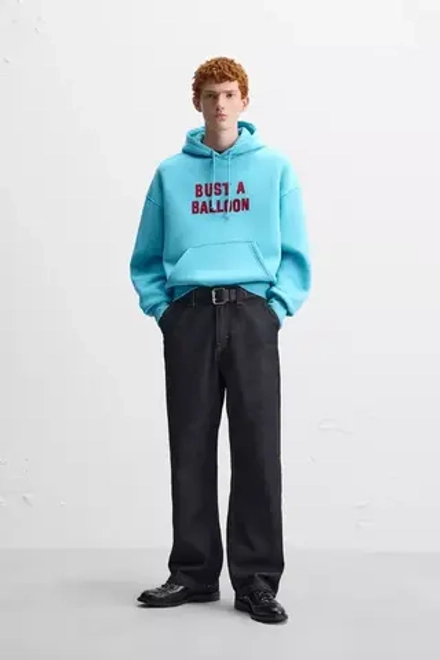 ZARA X HARRY LAMBERT ТОЛСТОВКА С КАПЮШОНОМ, СИНИЙ