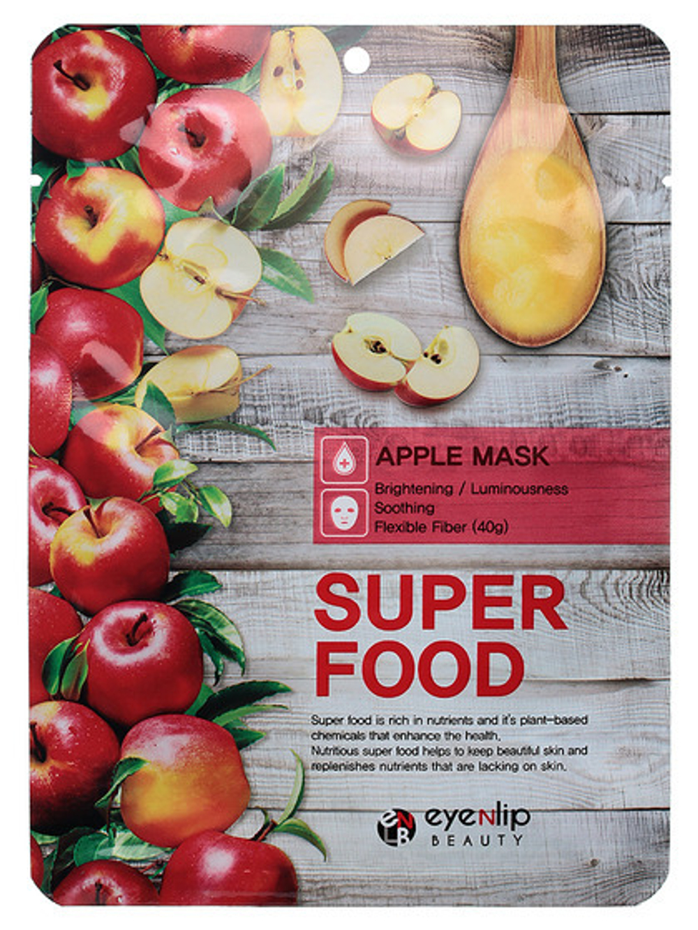 [Eyenlip] Super food apple mask - Маска для лица тканевая с экстрактом яблока, 23 мл
