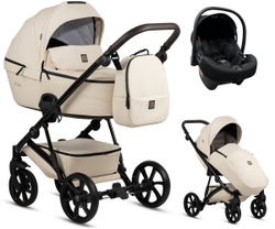 Детская коляска Tutis Viva 5 Plus Leather 2024 3 в 1 с автокреслом Elo Lux EduSky Black 1452086 Vanilla