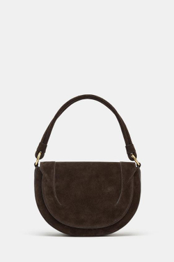 ZARA КОЖАНАЯ СУМКА С ПЛЕЧЕВЫМ РЕМНЕМ, ШОКОЛАДНЫЙ