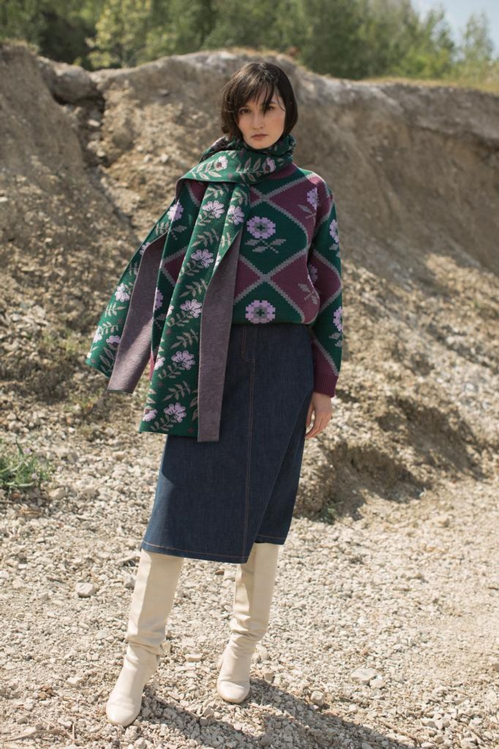 Шарф Idel Flora зелёный