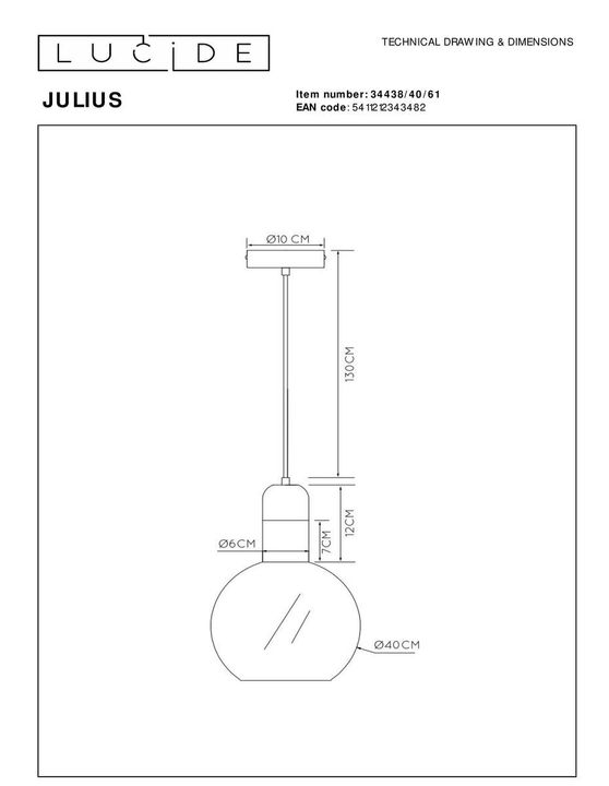 Подвесной светильник Lucide Julius 34438/40/61