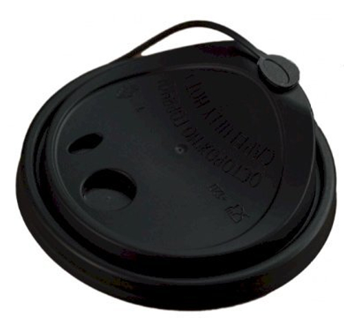 Крышка с клапаном для стакана, диаметр 80 мм, черная, полипропилен, 50 штук