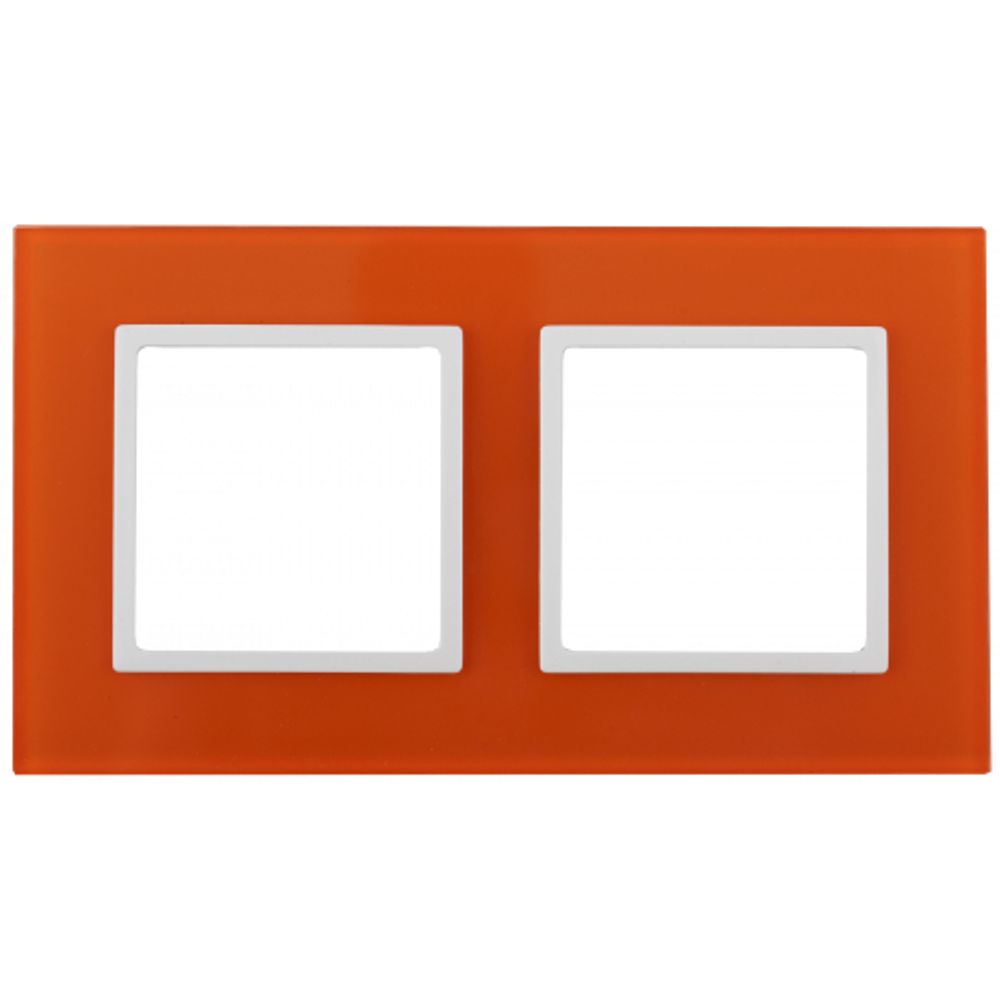 14-5102-22 ЭРА Рамка на 2 поста, стекло, Эра Elegance, оранжевый+бел