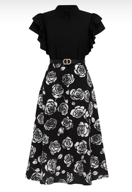 Платье ROSES с рюшами на рукавах