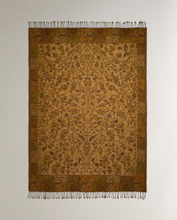 Zara Home - Жаккардовое одеяло с цветочным рисунком, синий, 140x190 см