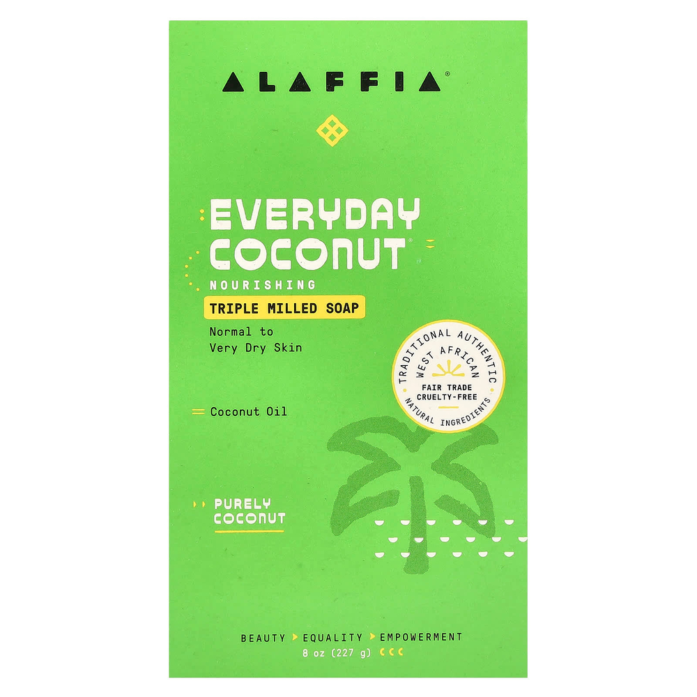 Alaffia, Everyday Coconut, мыло тройного помола, чистый кокос, 227 г (8 унций)