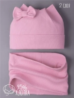 Шапка для девочки осенняя с ушками и снуд