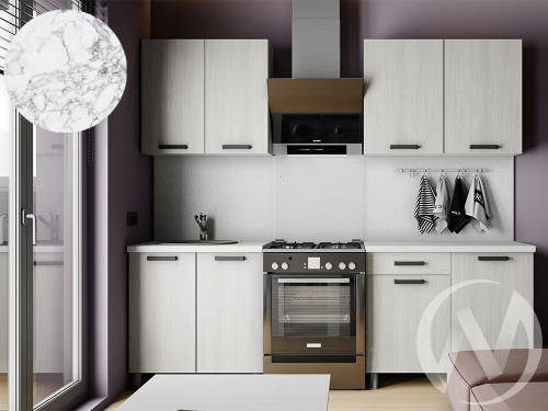 Кухня Элиана 1.8м (корпус белый/ясень анкор светлый) 26мм мрамор итальянский