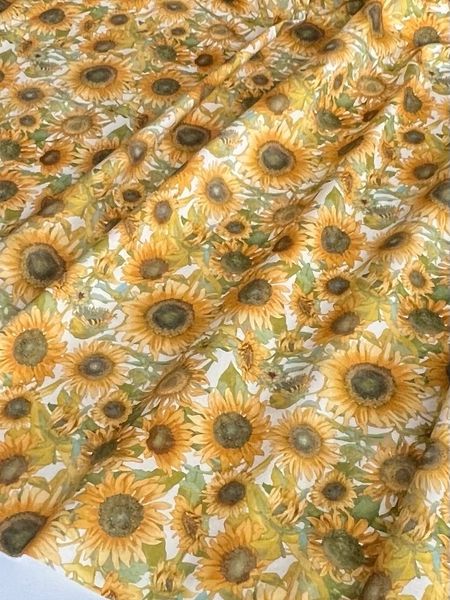 ПОДСОЛНУХИ НА МОЛОЧНОМ ФОНЕ - 100% ХЛОПОК 5