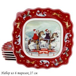 Lenardi 305-179 Набор из 6 тарелок 27см НОВЫЙ ГОД в под.уп.(х6)Фарфор