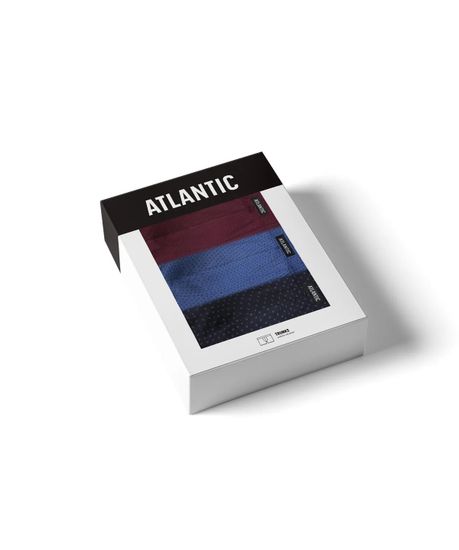 Трусы мужские боксеры (3шт), Atlantic 3MH-197, голубой + темно-синий + каберне