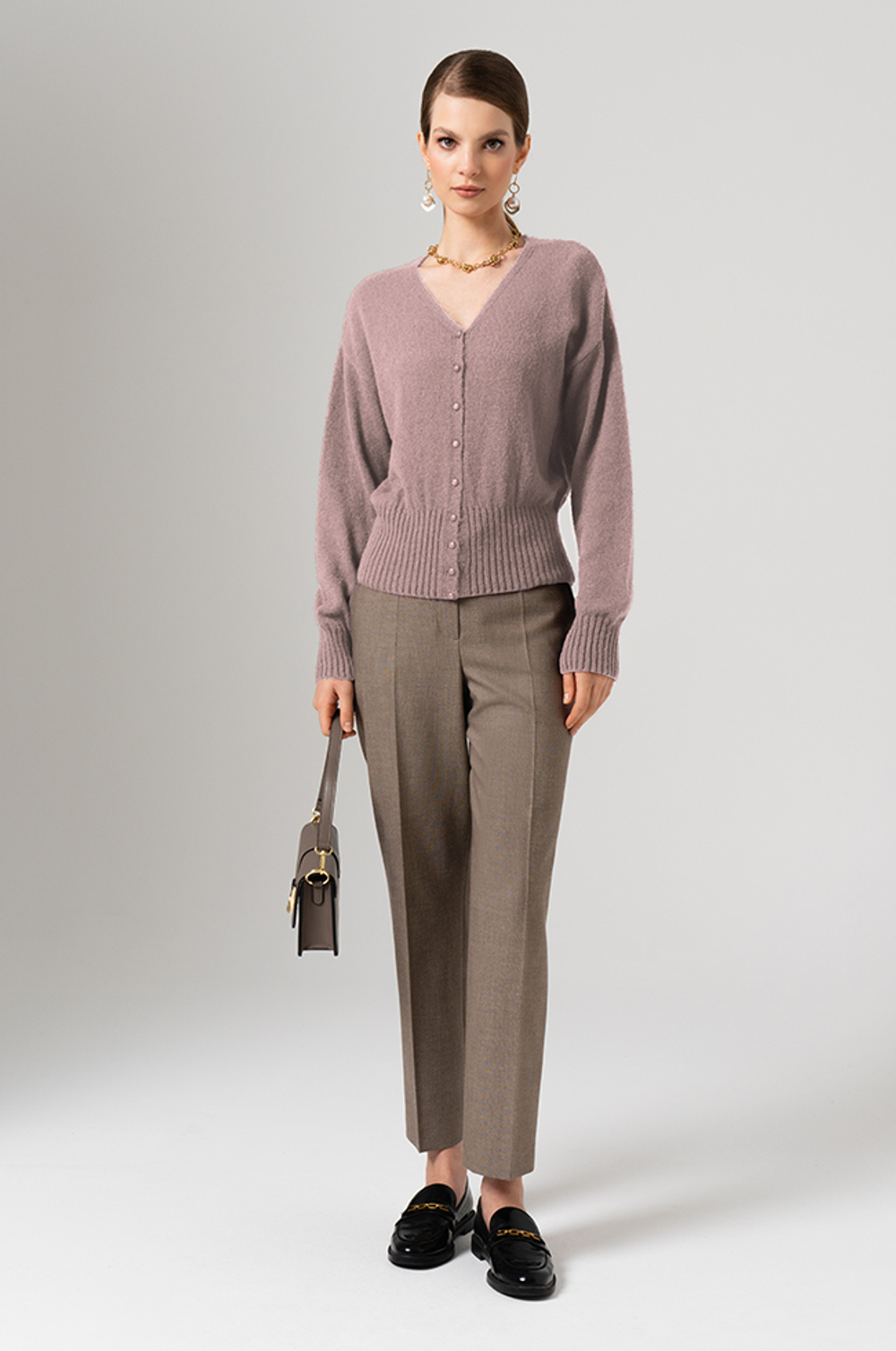 1893 Кардиган женский (серо-розовый)