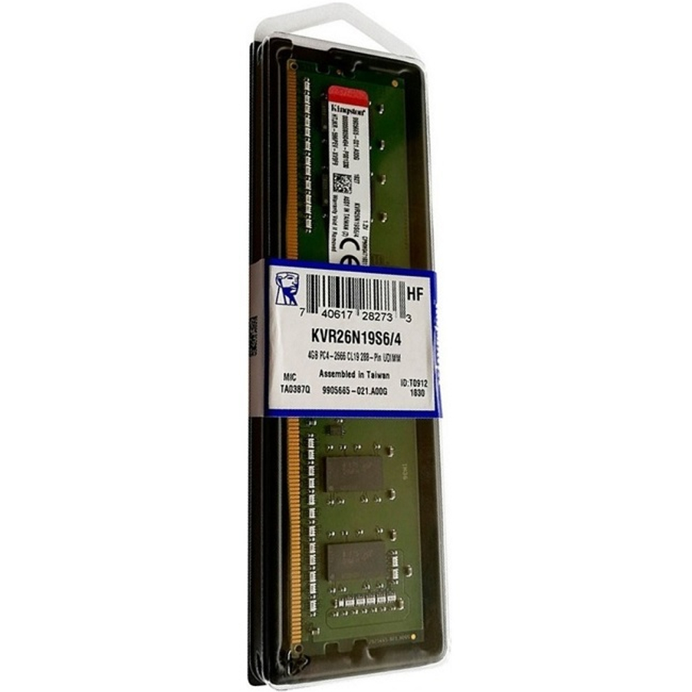 Модуль памяти DIMM DDR4 4096Mb, 2666Mhz, Kingston (KVR26N19S6/4)