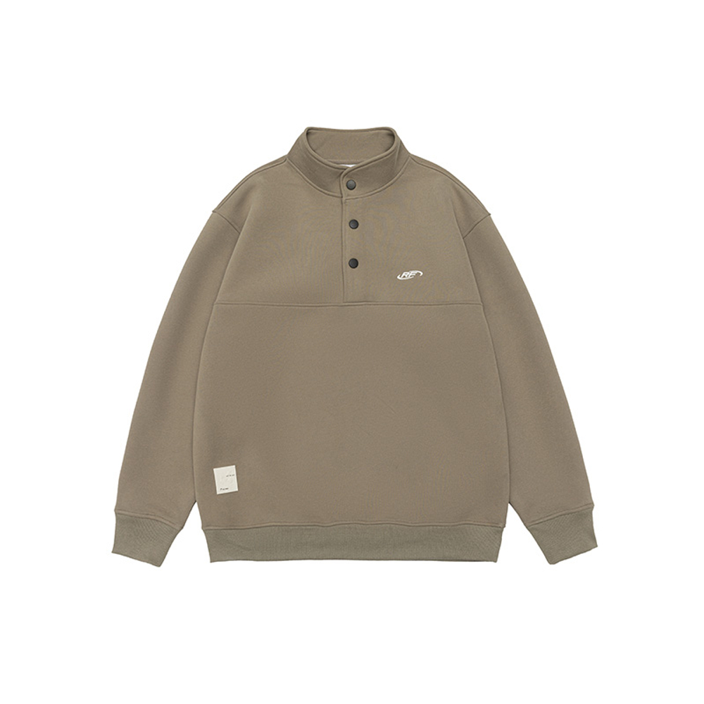 Толстовка с полуоткрытым воротником-стойка на трёх пуговицах,осенняя