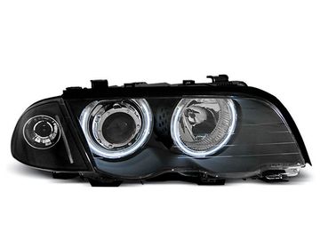 Передние фары Bmw 3 E46 angel eyes ccfl black