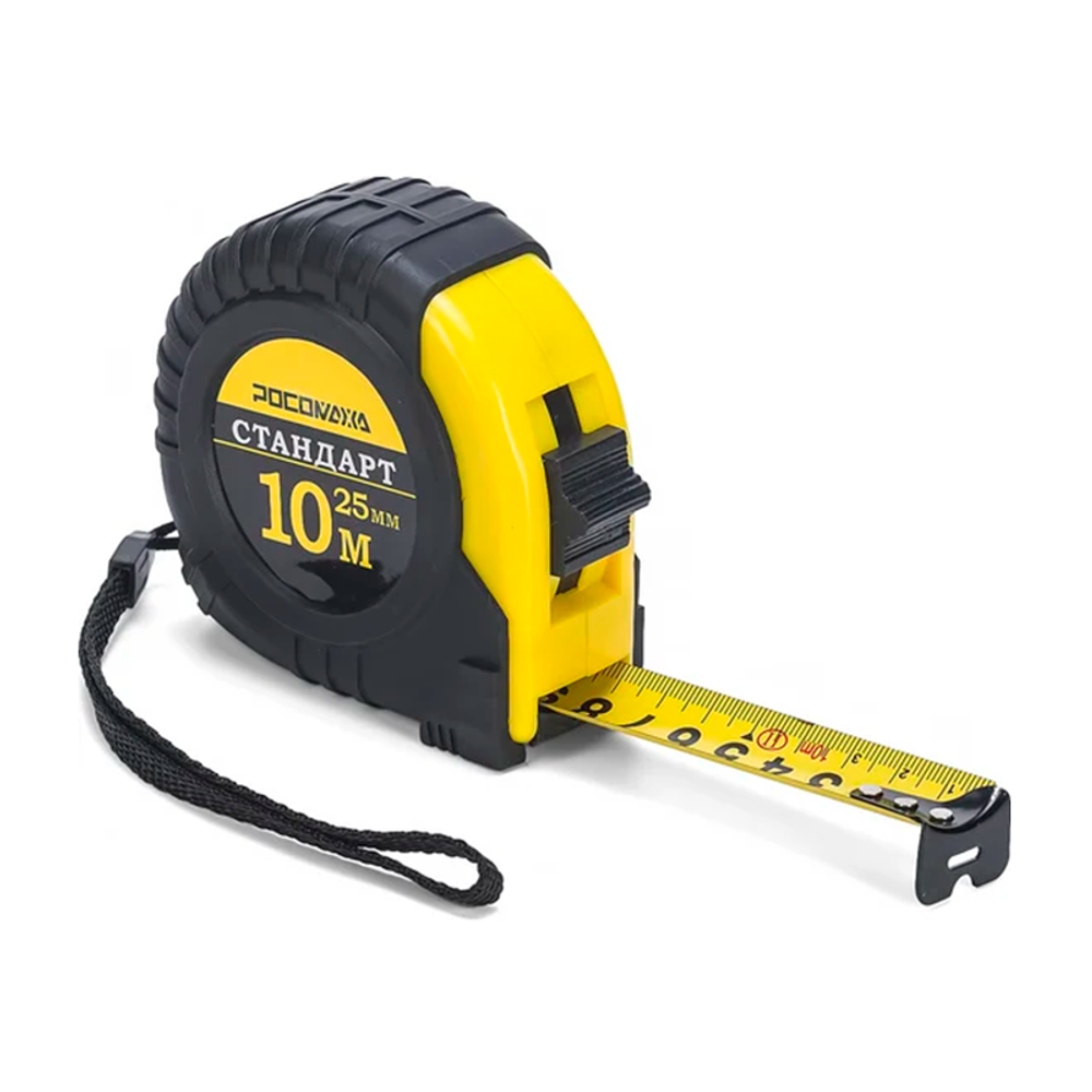 Рулетка в обр.корпусе СТАНДАРТ (10,0 м; 25 мм) "РОСОМАХА" (601925)